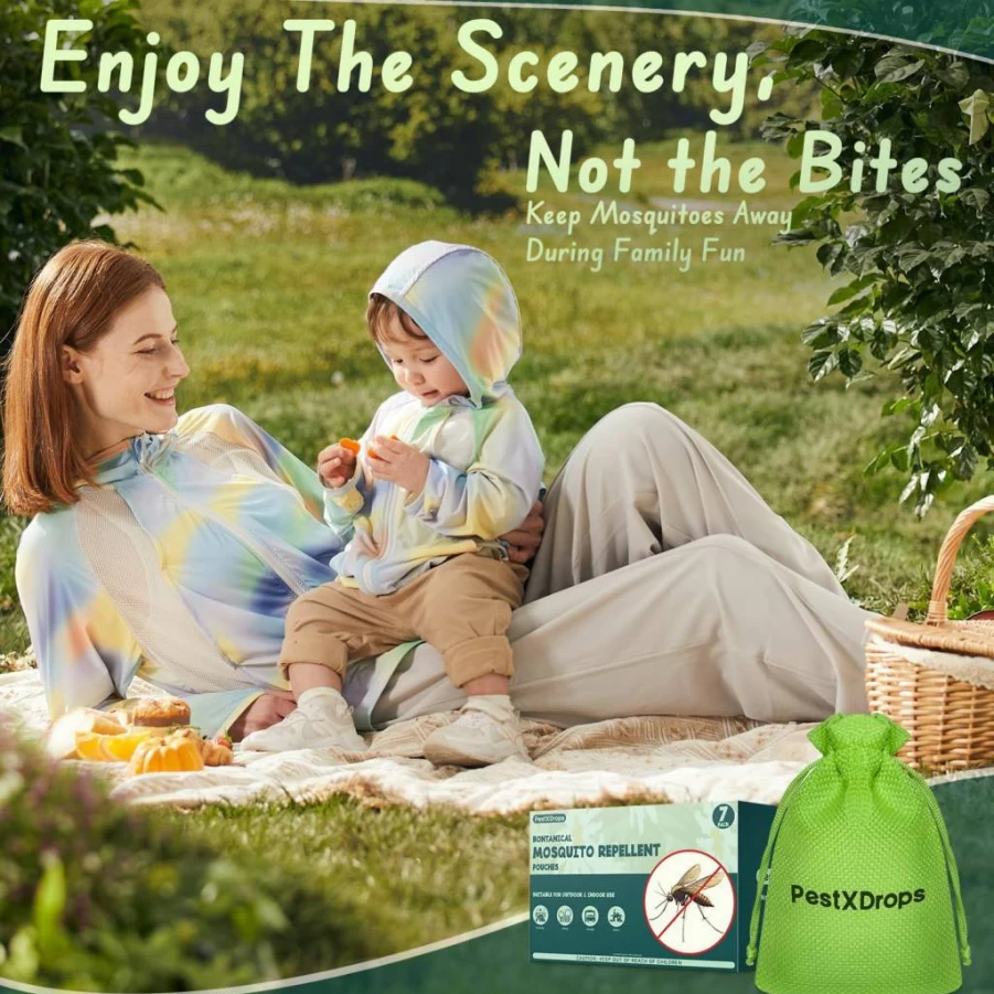 PestXDrops Natural Mosquito Repellent Pouches - 8 Pack Outdoor & Indoor Hanging Bug Deterrent for Patio, Yard, Camping, Garden, Travel - Safe for Kids & Pets, Instant Protection