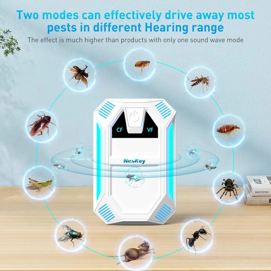 NexKey Ultrasonic Pest Repeller 2025 - 6 Pack Electronic Plug in for Roaches, Mice, Spiders, Mosquitoes, Ants & Rodents - Dual Mode Indoor Insect & Bug Repellent Device