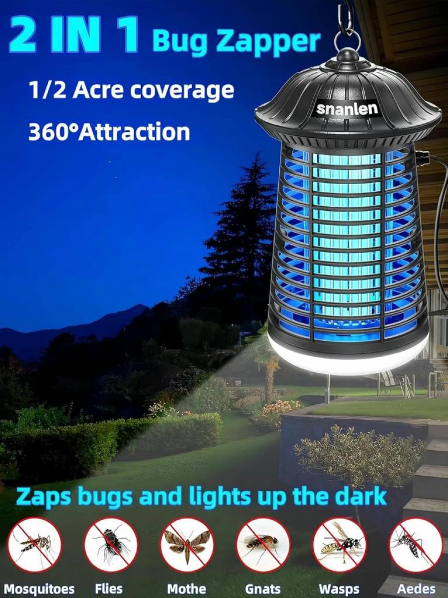 Snanlen 4200V Electric Bug Zapper for Indoor & Outdoor Use - Mosquito, Fly Killer with LED Light, ABS Plastic Design - Ideal for Patio, Yard, Garden, Kitchen, Home
