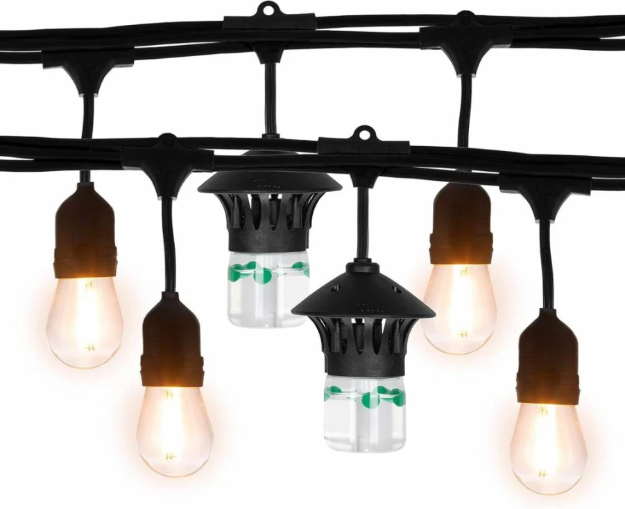 TIKI Bitefighter 36 Ft Outdoor LED Weatherproof Mosquito Repellent String Lights with 3 Replaceable Repellent Pods for Patio, Garden, and Backyard