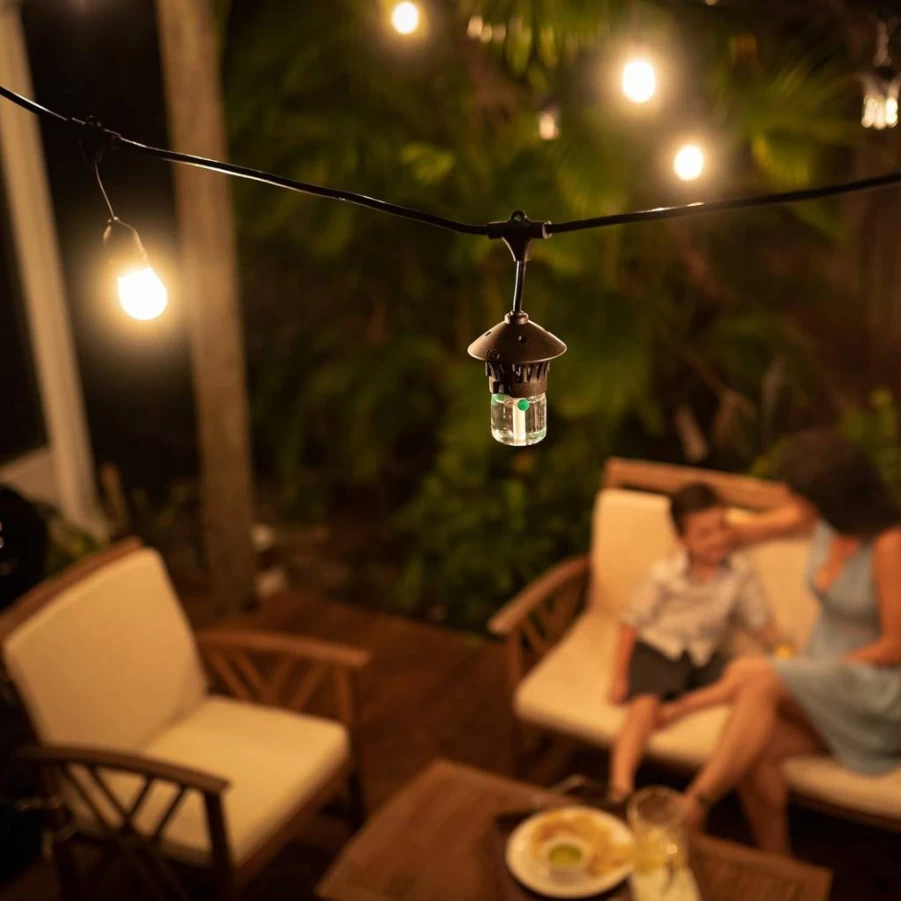 TIKI Bitefighter 36 Ft Outdoor LED Weatherproof Mosquito Repellent String Lights with 3 Replaceable Repellent Pods for Patio, Garden, and Backyard