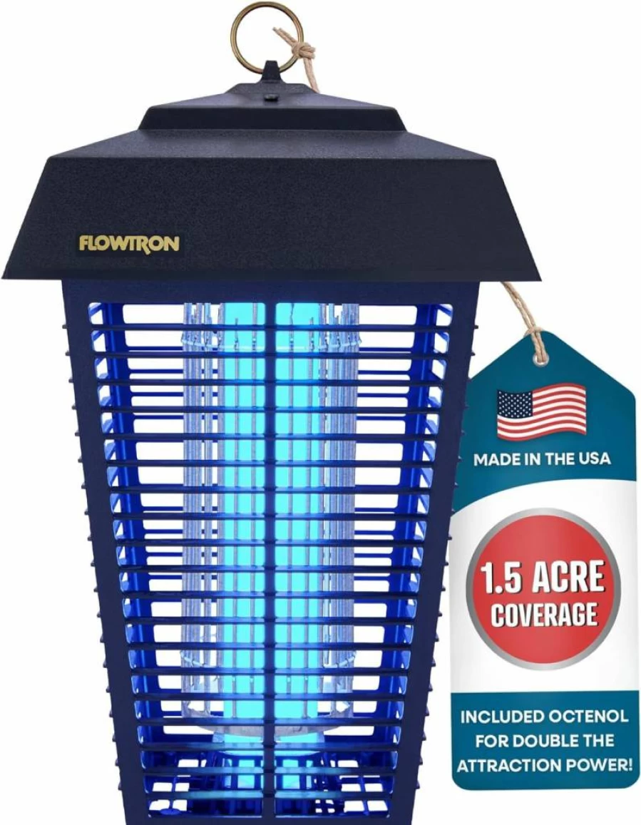 Flowtron 80W Electric Bug Zapper for Outdoor Use - 1.5 Acre Coverage, 5600V Grid for Instant Mosquito & Fly Control - Made in USA