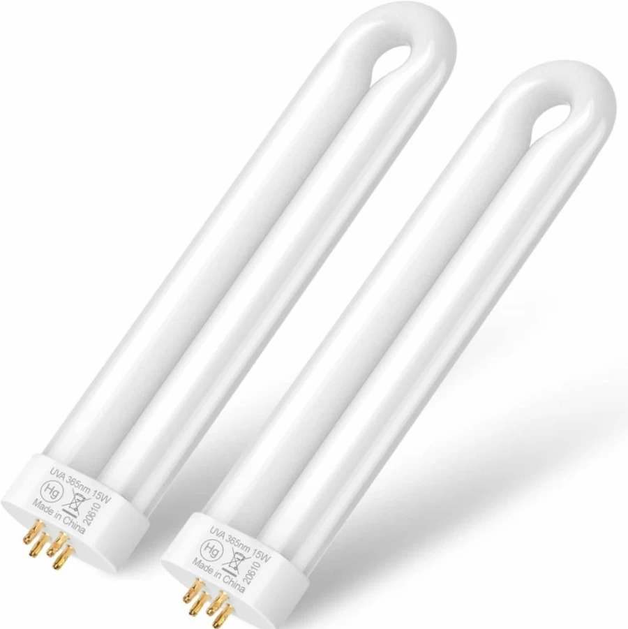 GOOTOP 15W 4-Pin U-Shaped Twin Tube Replacement Bulb for Zap T6 Pro, K15, T9, X3 Outdoor Mosquito Zappers - 2 Pack Bug Zapper Bulbs