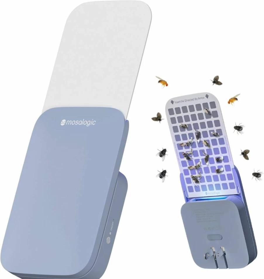 Mosalogic Plug-In Fruit Fly Trap with UV Light - Indoor Gnat, Moth, and Flying Insect Catcher for Home & Office - White (1 Pack)