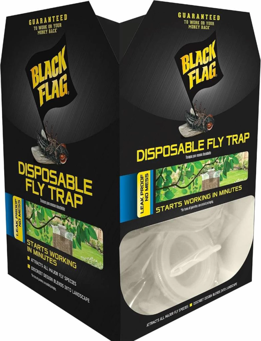 Black Flag Disposable Fly Trap 12 Pack - Effective Attraction for All Major Fly Species, Outdoor Pest Control Solution