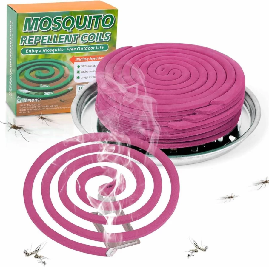 16 Pack FLODTEEK Natural Mosquito Repellent Coils with 1 Holder & 6 Stands, Outdoor Citronella Mosquito Killer for Patio, Camping, Yard - Long Lasting 4-5 Hour Burn Time