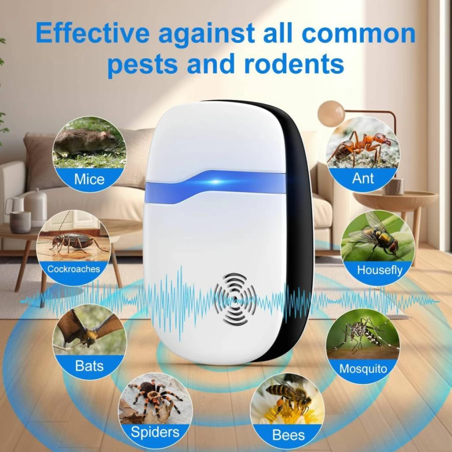 BugBeat Ultrasonic Pest Repeller (6-Pack) - 2025 Upgraded Electronic Plug-In Repellent for Roaches, Mice, Spiders, Mosquitoes, Ants & Insects - Indoor Pest Control Device - White