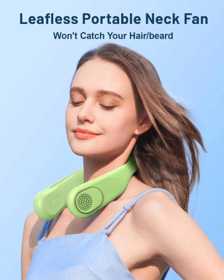 SWEETFULL 360° Portable Neck Fan - 4000mAh USB Rechargeable, Bladeless Personal Cooling Fan for Travel, No Hair Twisting, Ideal Gift for Men, Women, Mom, Dad