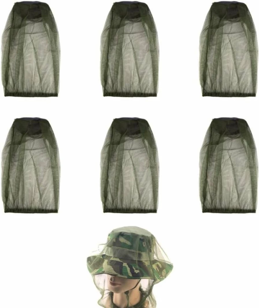 Cuayaes 6Pcs Ultra-Fine Mosquito Head Net Mask – Breathable Bug Face Mesh for Camping, Hiking, Fishing Protection Against Insects, Gnats & Bees