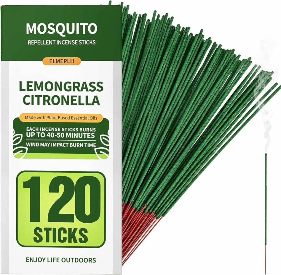 Elmeplh 50 Pcs Natural Citronella Mosquito Repellent Incense Cones for Outdoor, Camping, Hiking, Patio - Includes 2 Ceramic Dishes - Long-Lasting Insect Protection