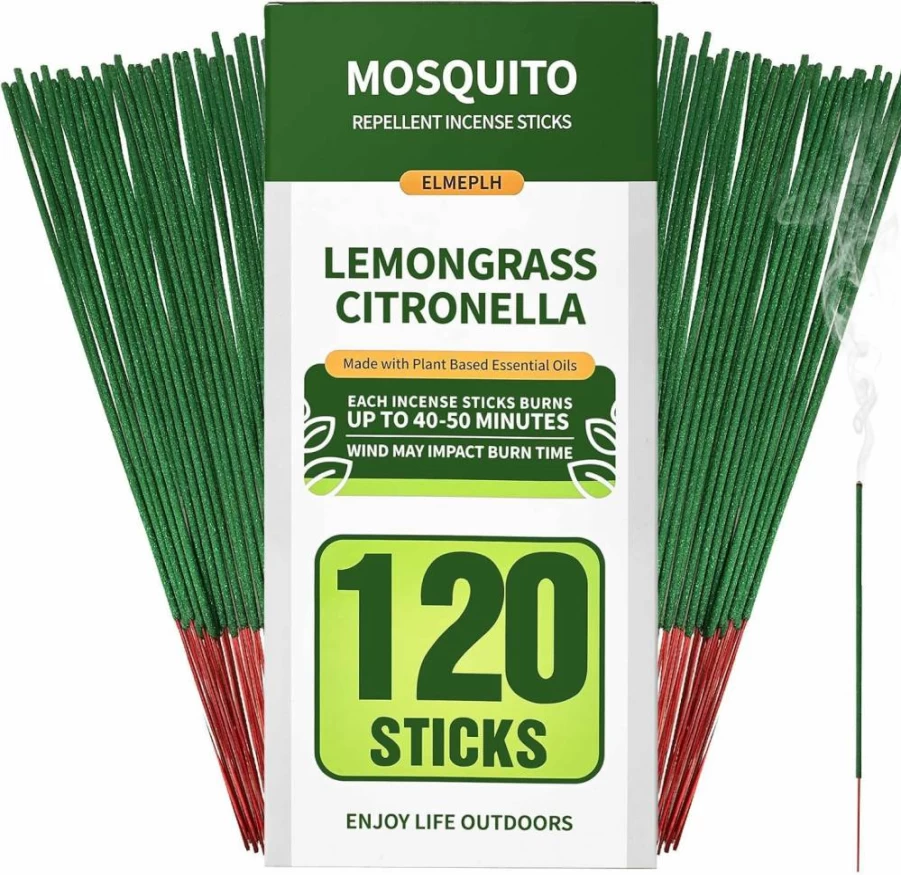 Elmeplh 50 Pcs Natural Citronella Mosquito Repellent Incense Cones for Outdoor, Camping, Hiking, Patio - Includes 2 Ceramic Dishes - Long-Lasting Insect Protection