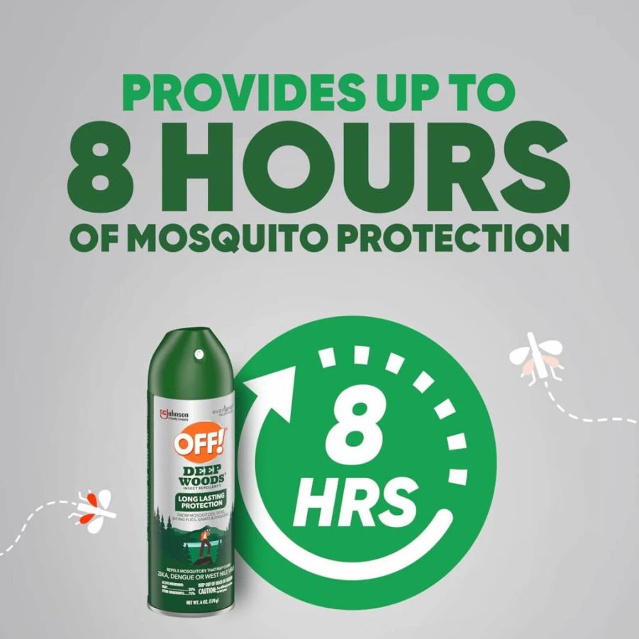 OFF! Deep Woods Insect Repellent Spray - Long Lasting Mosquito Protection, 6 oz Aerosol, DEET-Free Bug Spray for Outdoor Activities