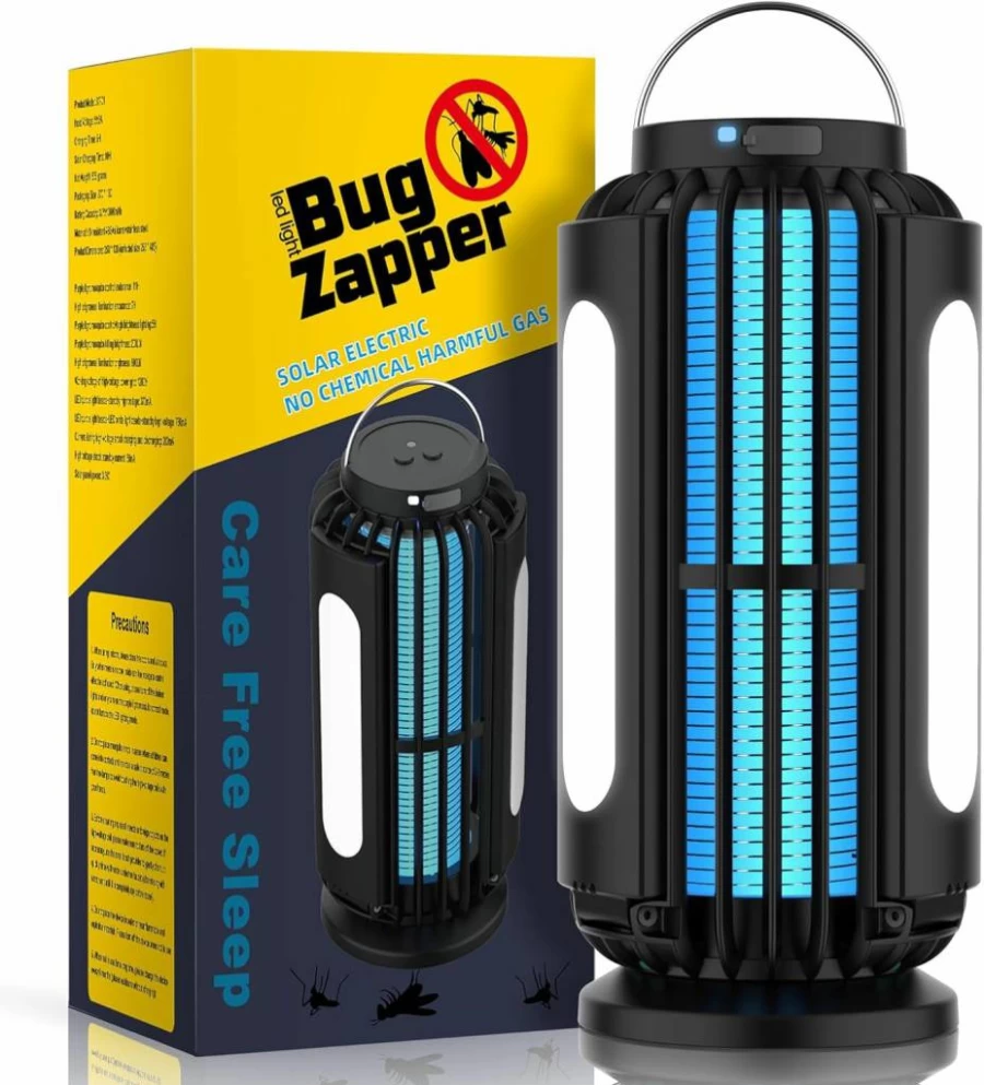 Houyond Solar Bug Zapper Outdoor & Indoor - 3600Mah Mosquito Killer with 3 Solar Panels, IP65 Waterproof for Home, Backyard, and Garden