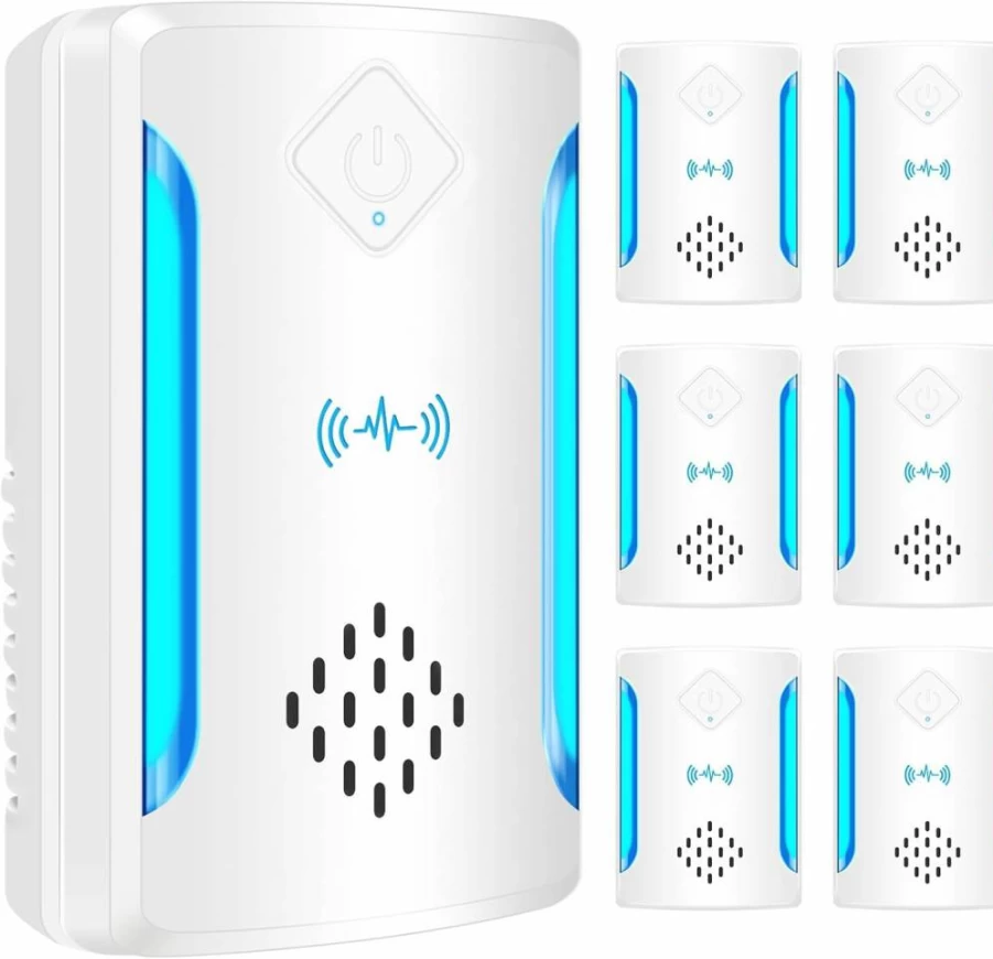 BOZFLY Ultrasonic Pest Repeller 6 Pack - Electronic Plug in Insect Control for Mosquitoes, Roaches, Mice, Spiders - Upgraded Indoor Repellent with 2 Modes, White