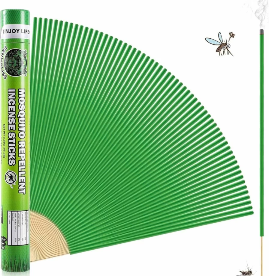 FernBliss 60 Pack Citronella Mosquito Repellent Incense Sticks - Natural Plant-Based for Outdoor, Camping, Patio, Travel & Indoor Use
