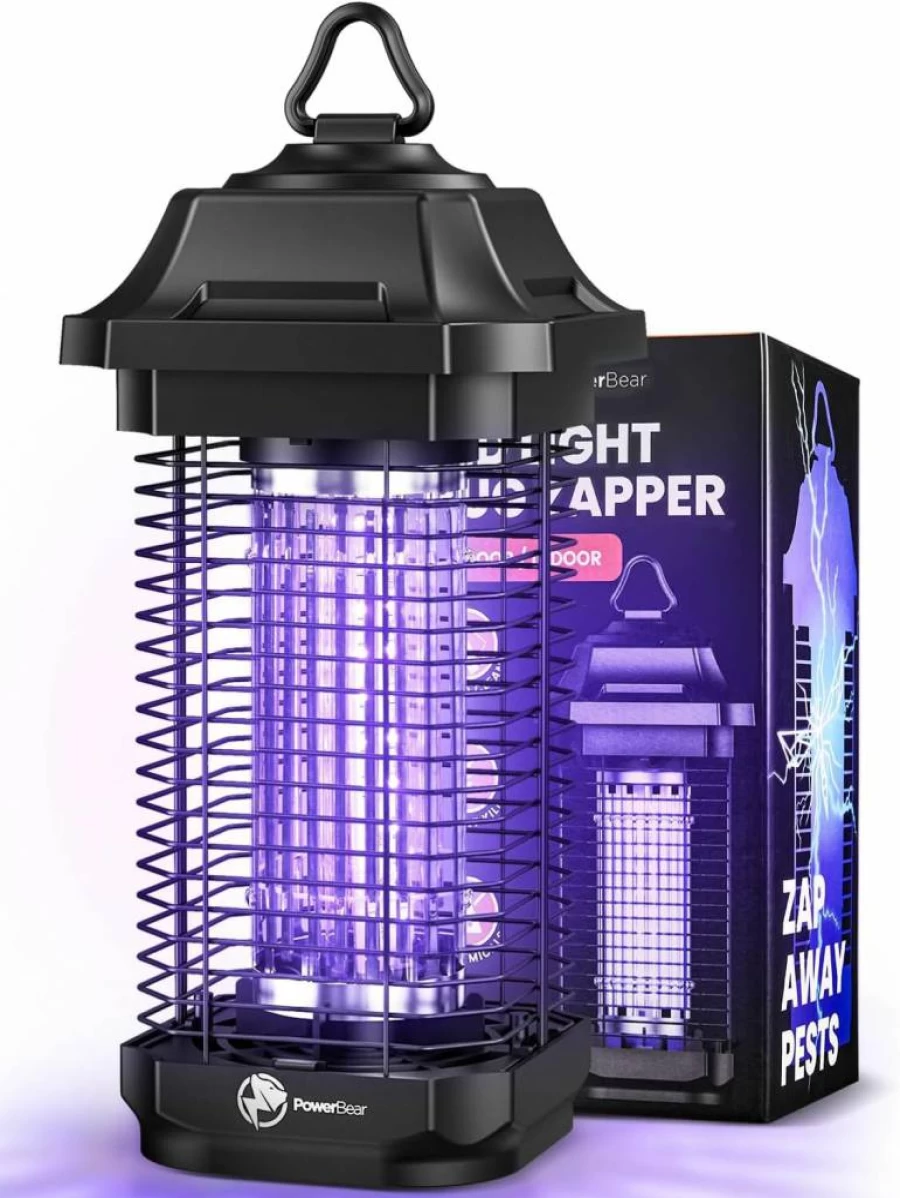 PowerBear 20W LED Mosquito Zapper - Indoor/Outdoor Bug Killer with 6500V Electric Grid, 6.5ft Cord, 10-Year Lifespan, Eco-Friendly Insect Trap for Home & Garden