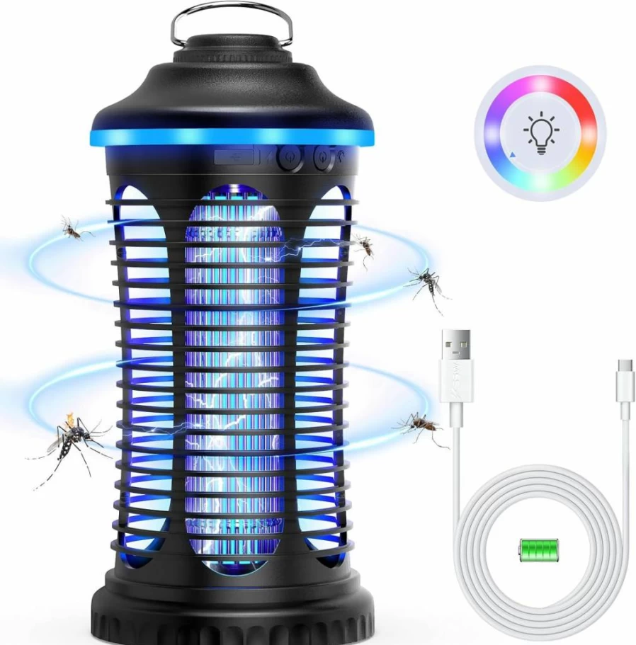 REOGLE Rechargeable Bug Zapper - 4200V Electric Mosquito Killer for Indoor & Outdoor Use, USB Charging 4000mAh Fly Trap for Gnats, Moths, Fruit Flies - Home, Kitchen, Camping, Backyard, Patio Pest Control